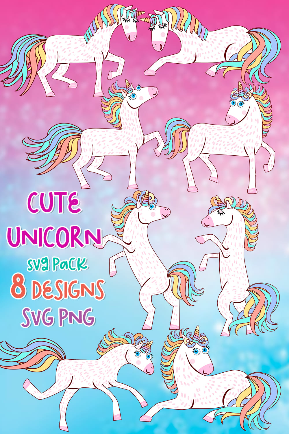 Cute Unicorn SVG - pinterest image preview.
