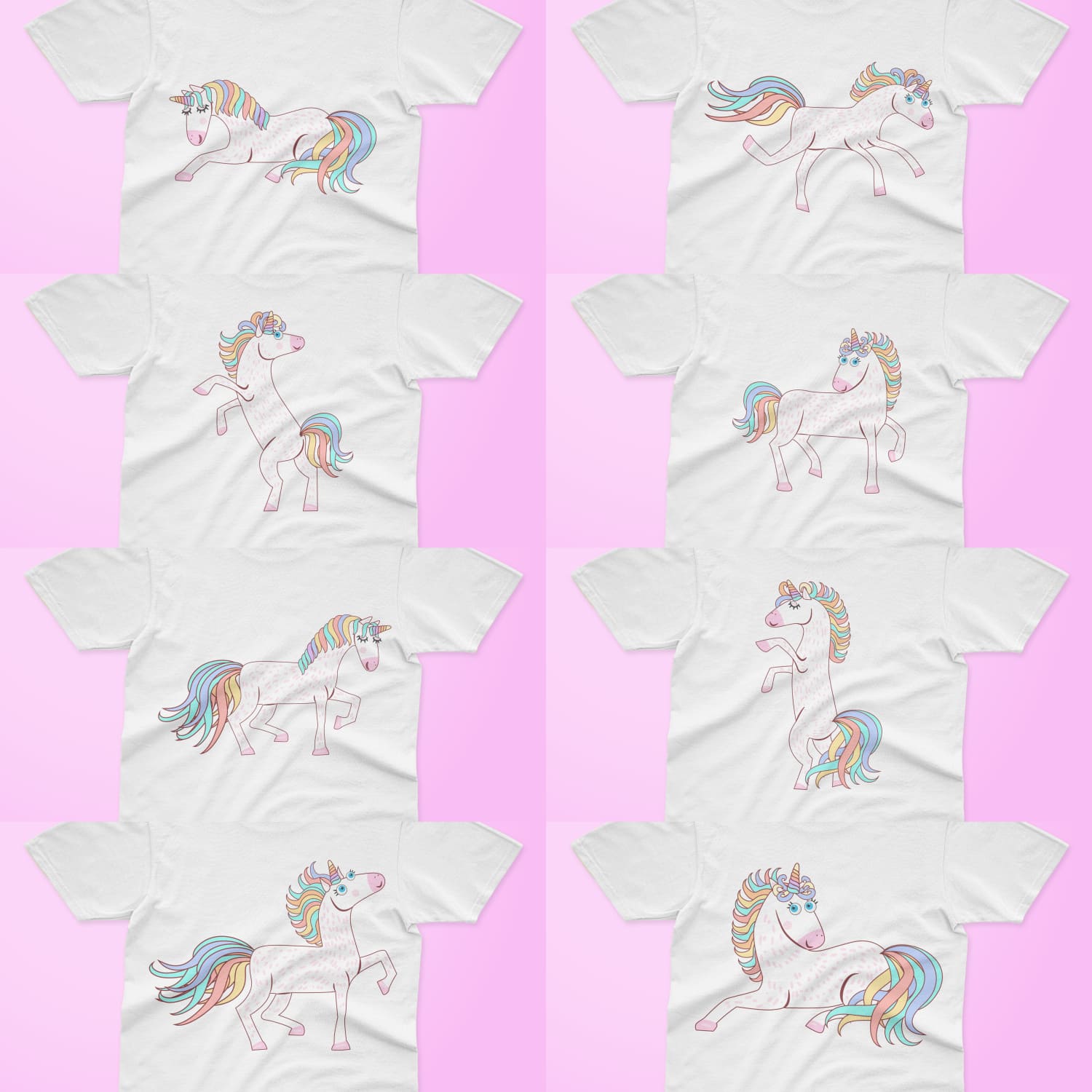 Cute Unicorn T-shirt Designs Bundle Cover.
