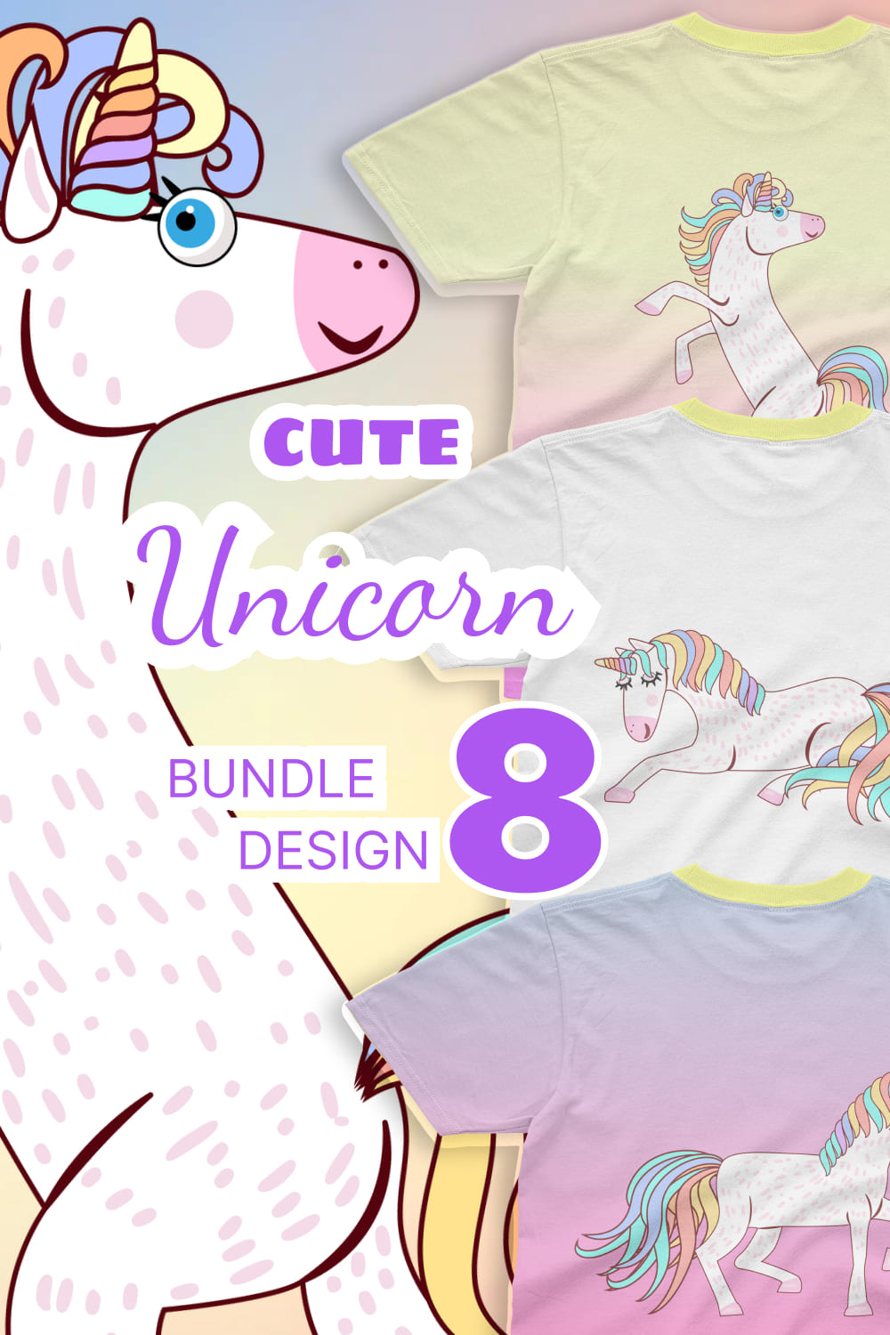Cute Unicorn T-shirt Designs Bundle - Pinterest.
