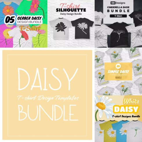 Daisy T-shirt Design Templates Bundle.
