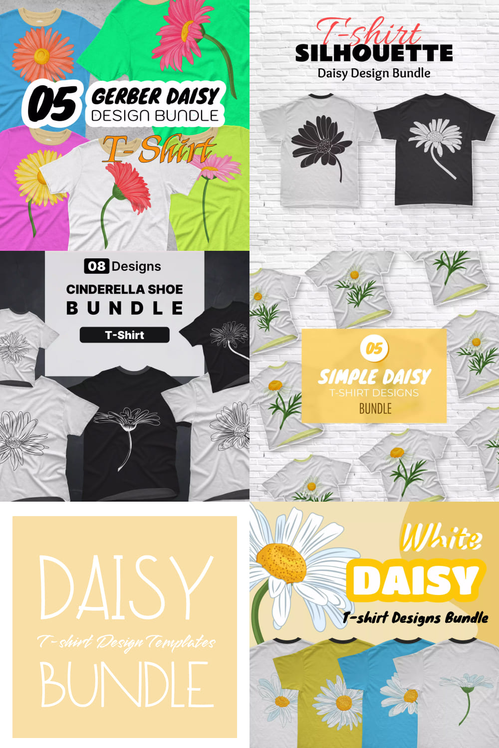 Daisy T-shirt Design Templates Bundle - Pinterest.