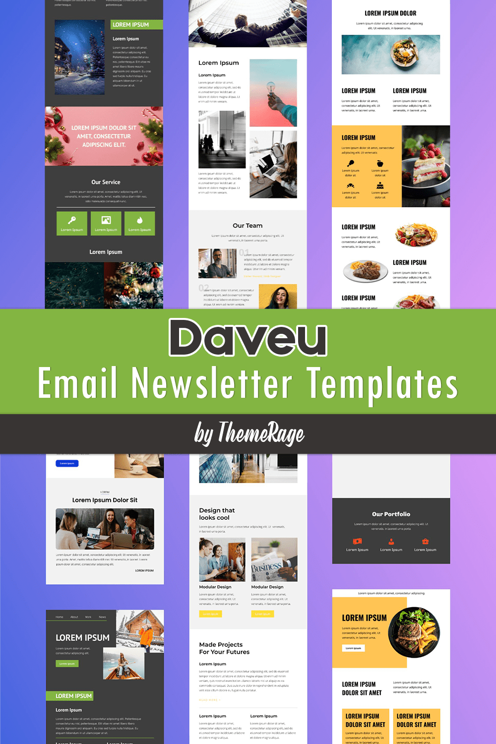 Pack of images of gorgeous email design templates.
