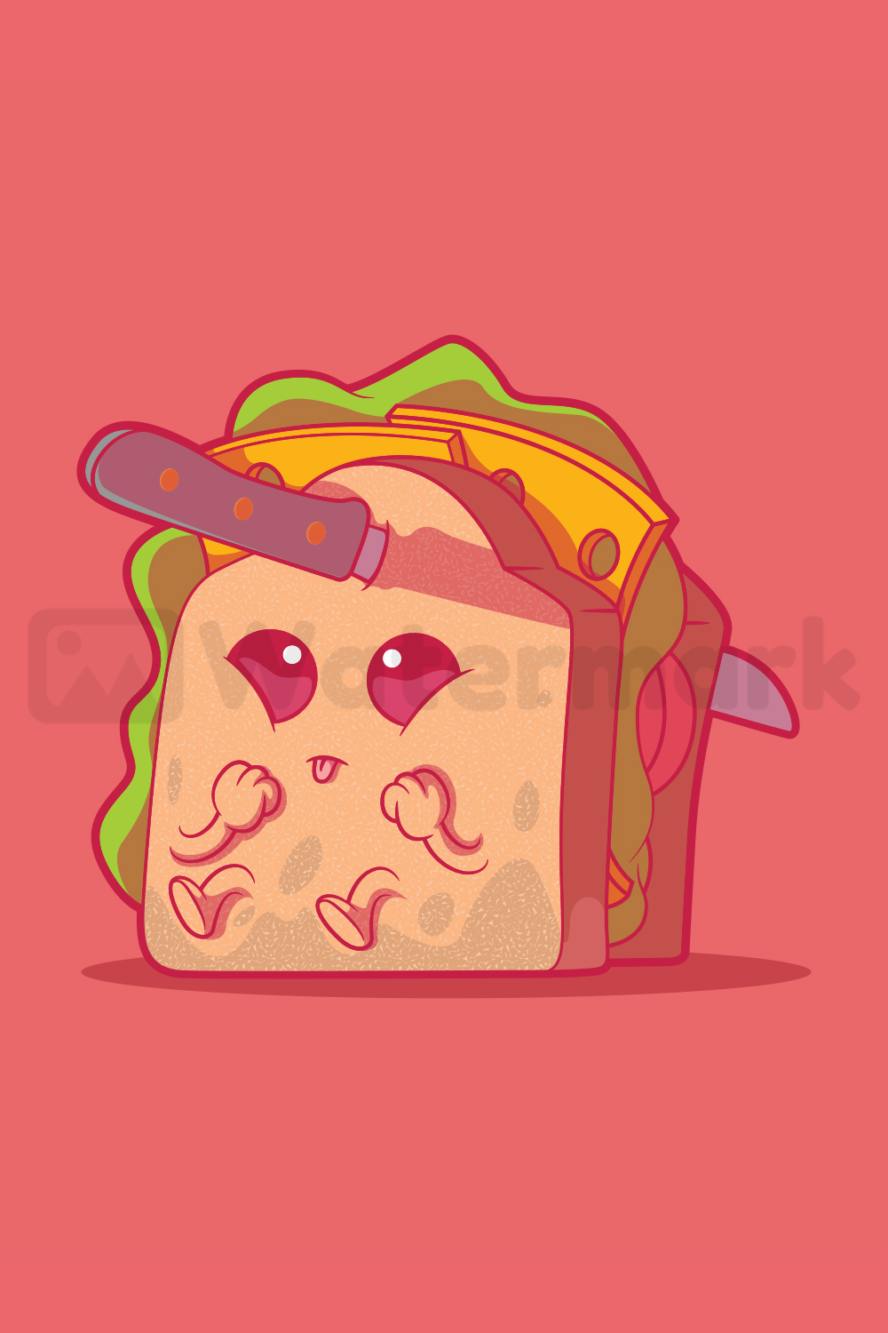 Dead Sandwich Character Vector Illustration pinterest image.