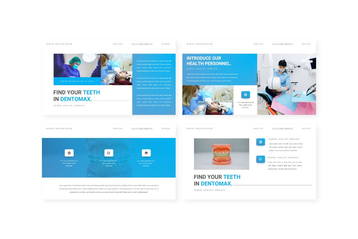 A selection of images of exquisite dental presentation template slides.