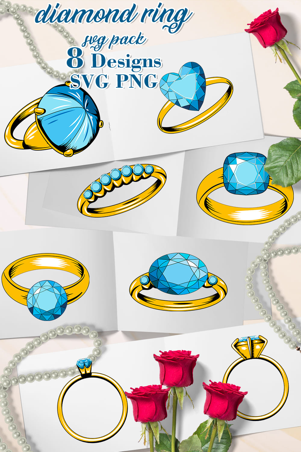 Diamond Ring SVG - pinterest image preview.