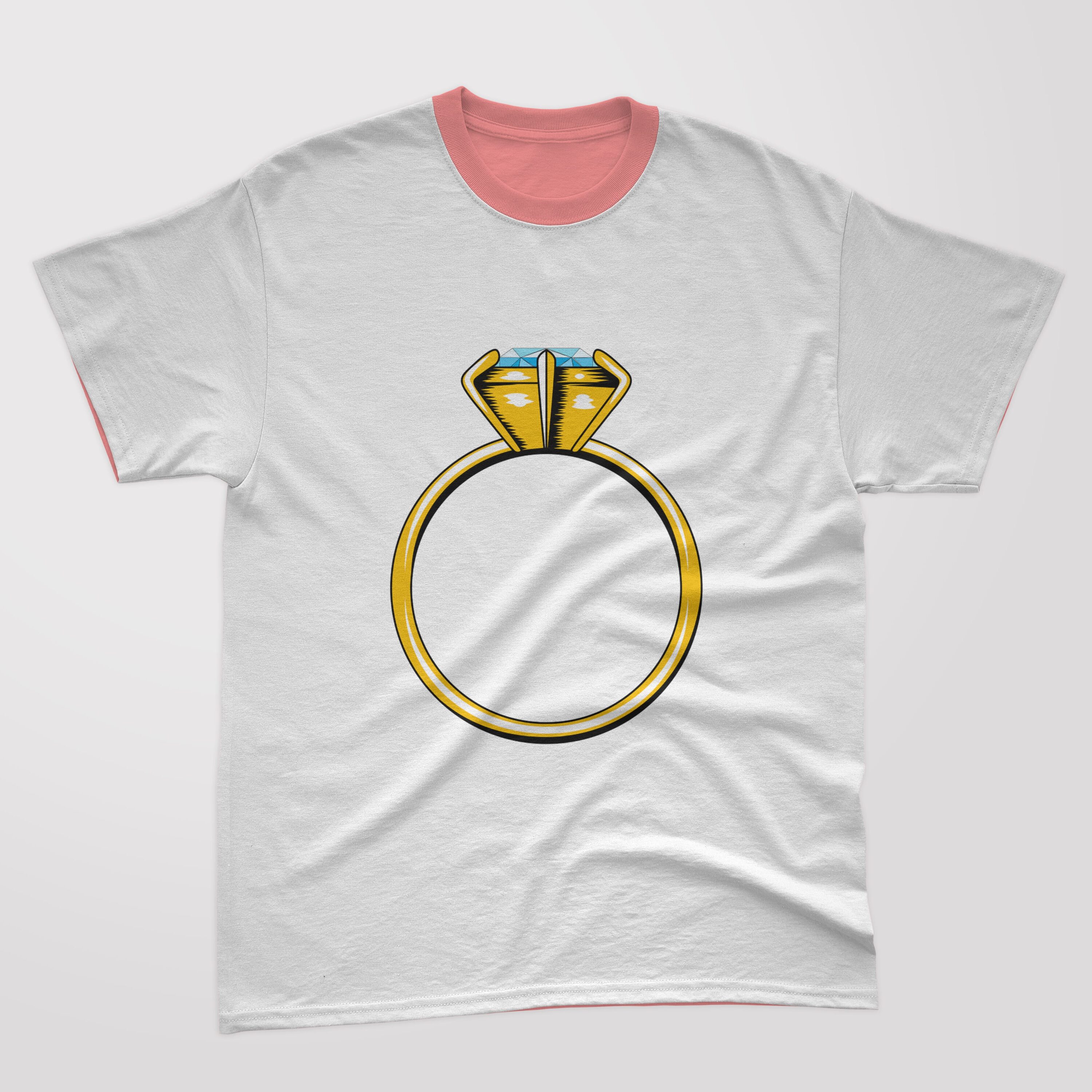 T-shirt picture with exquisite diamond ring print.