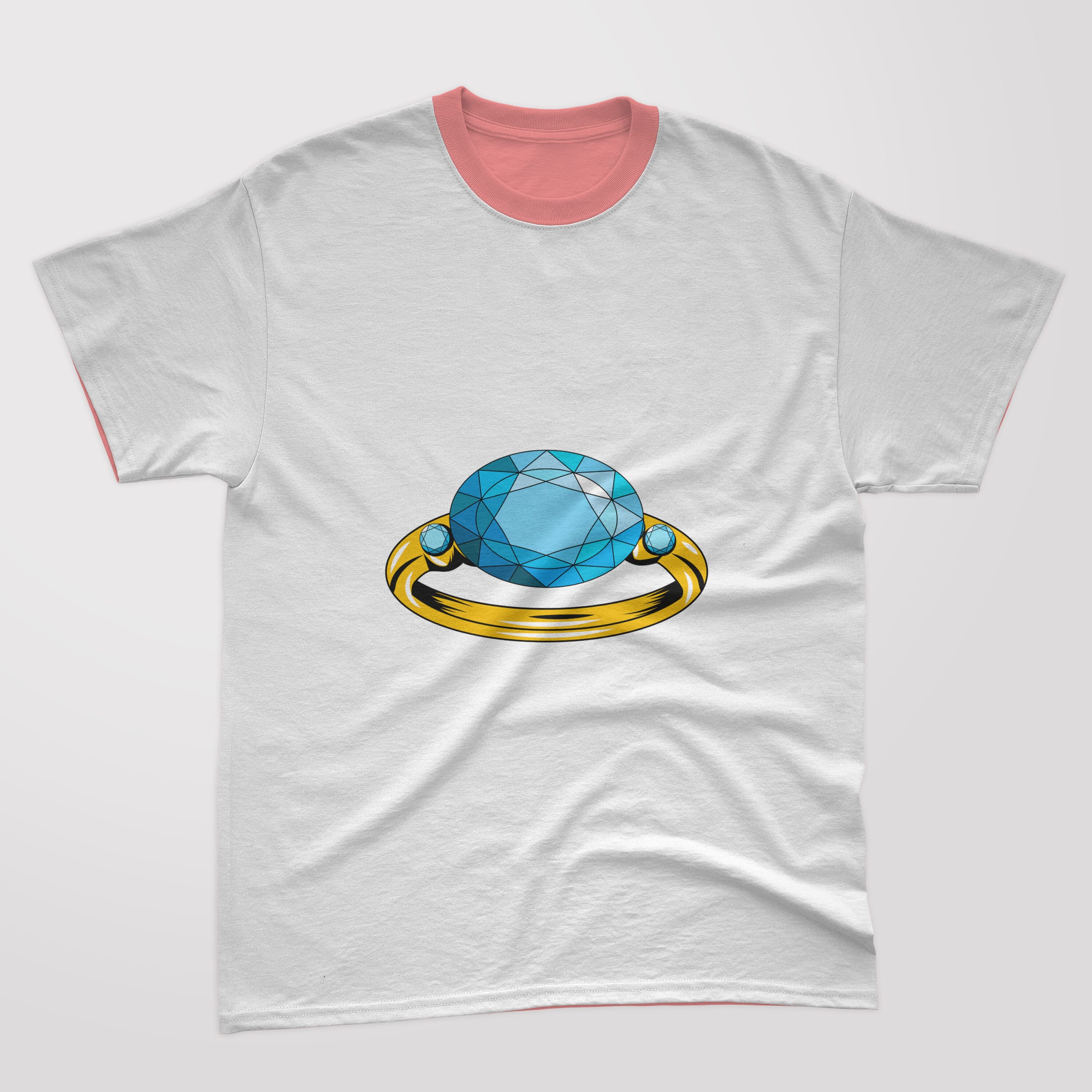 Image of a T-shirt with an irresistible diamond ring print.