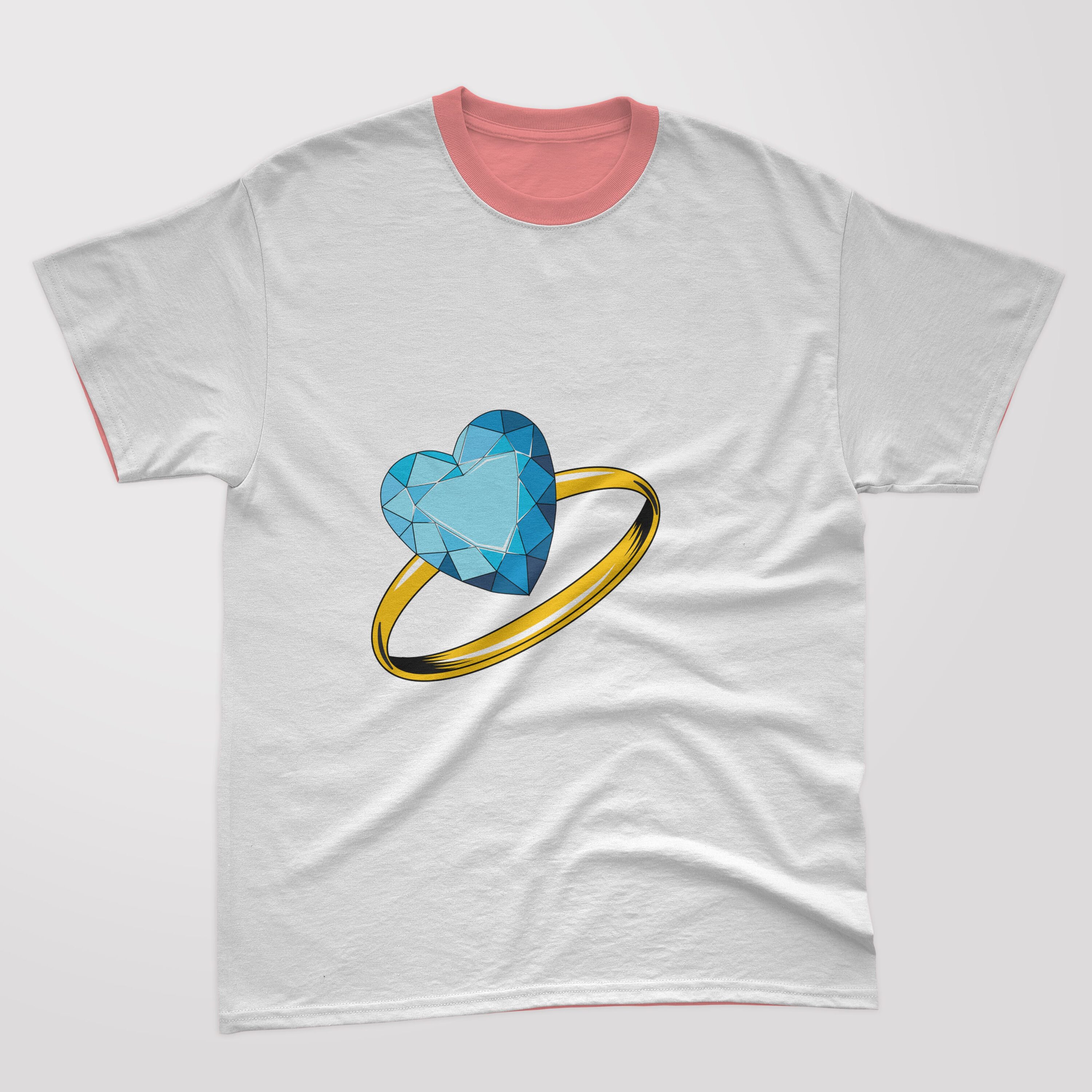 Picture of a T-shirt with a wonderful diamond ring print.