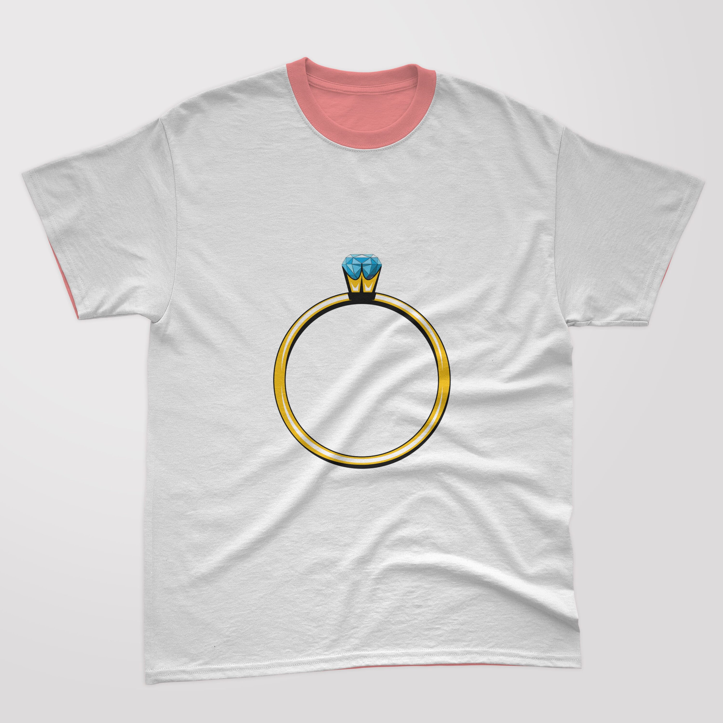 Image of T-shirt with elegant print of diamond ring.