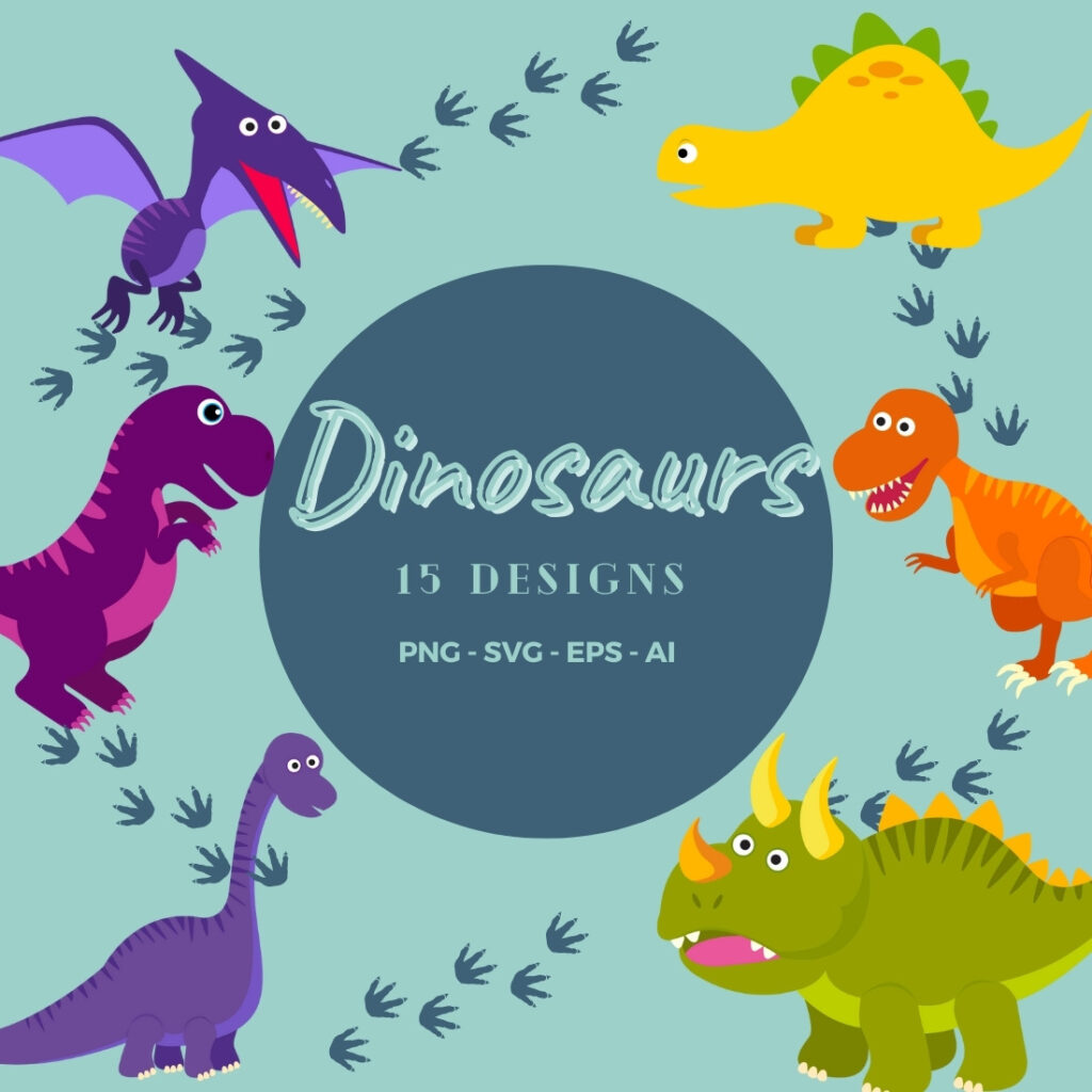 Dinosaurs Chalk art overlays, Dinosaur backdrop MasterBundles
