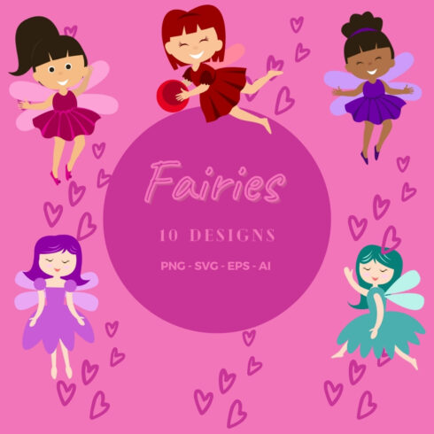 10 Fairies Editable Clipart Set cover image.