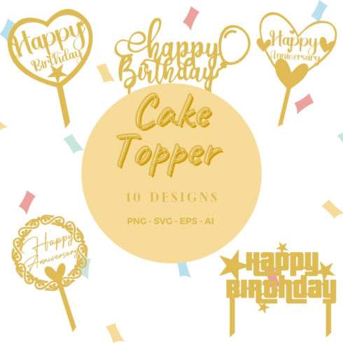 Cake Topper Clipart Set cover image.