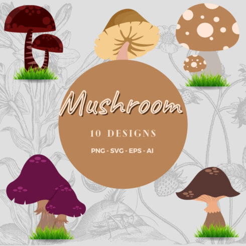 Mushroom Editable Clipart Set cover image.