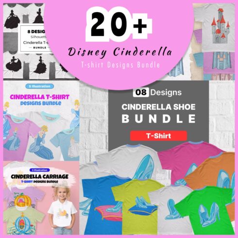 Disney Cinderella T-shirt Designs Bundle.