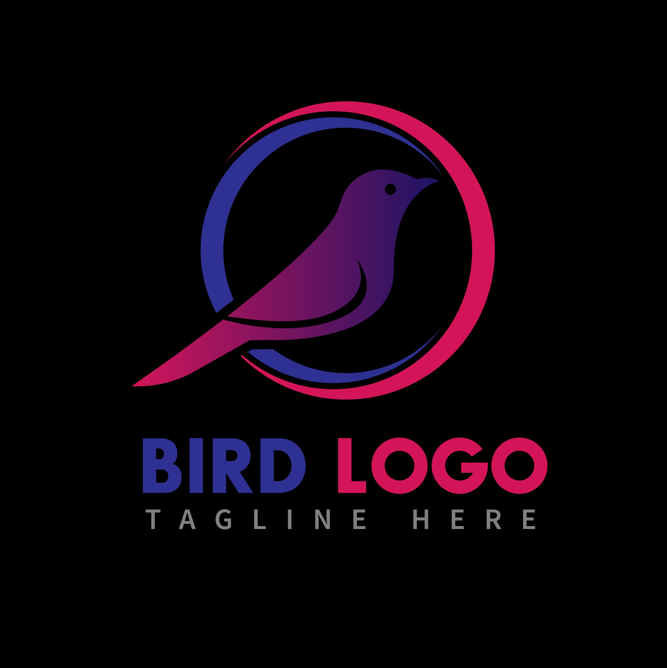 Bird Iconic Logo Template preview image.