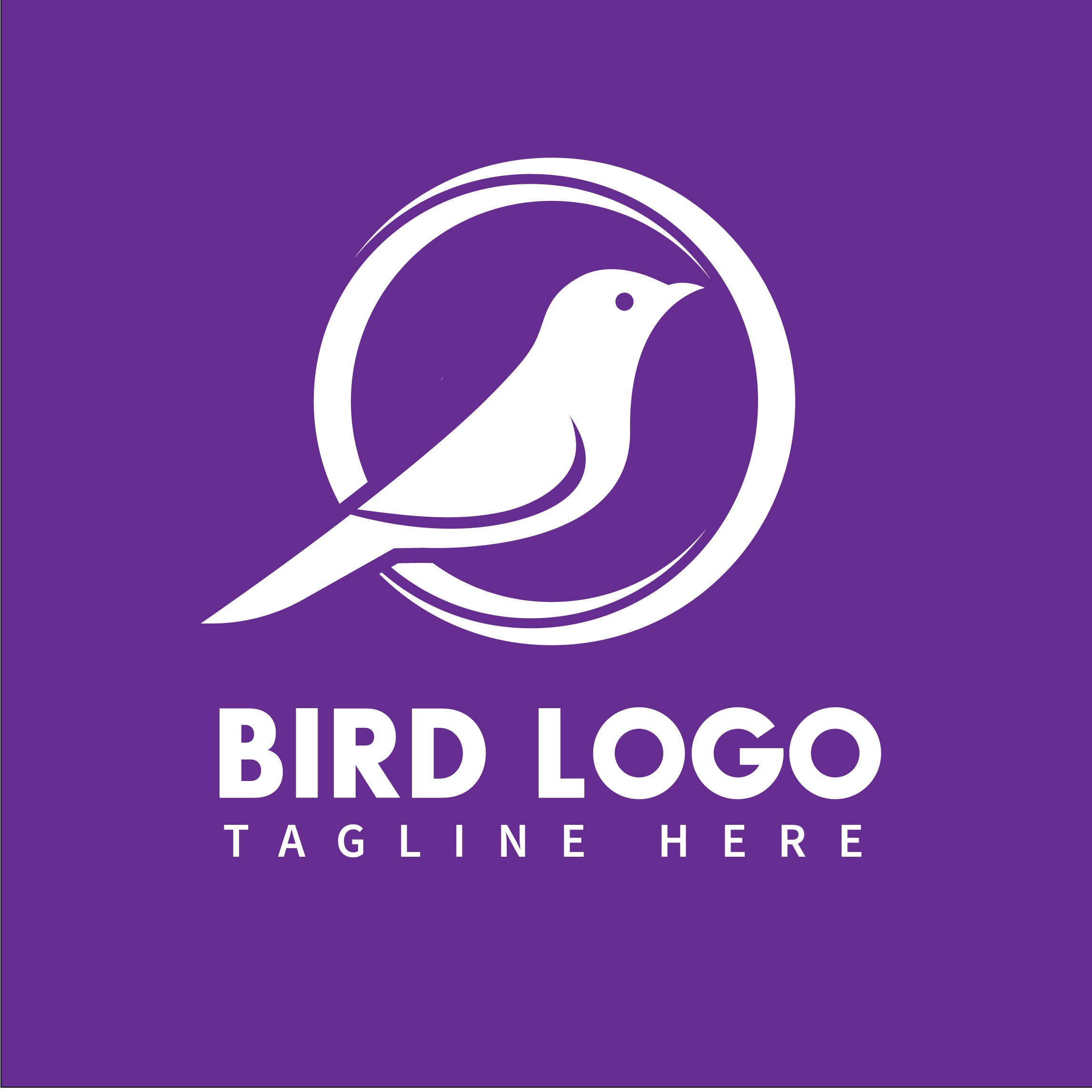 Stylish Bird Iconic Logo Template preview image.