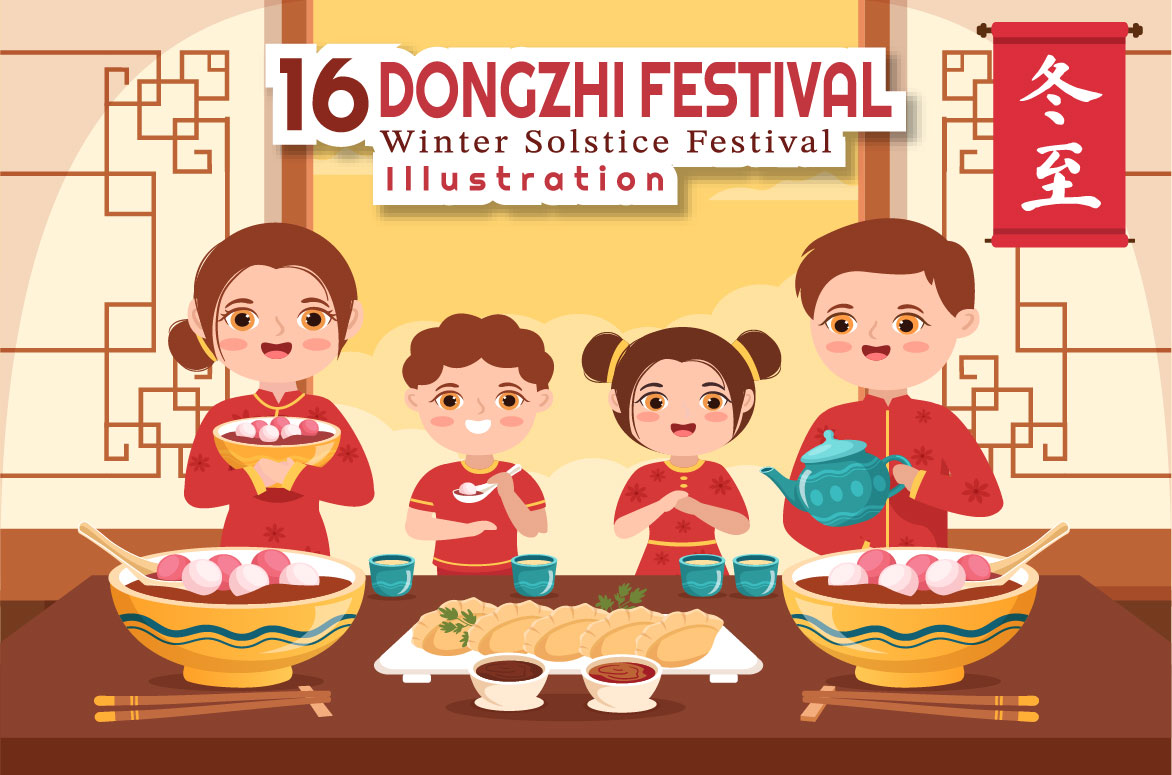 16 Dongzhi or Winter Solstice Festival Illustration facebook image.