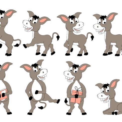 Cute Donkey Animal Cartoon Graphic | Master Bundles