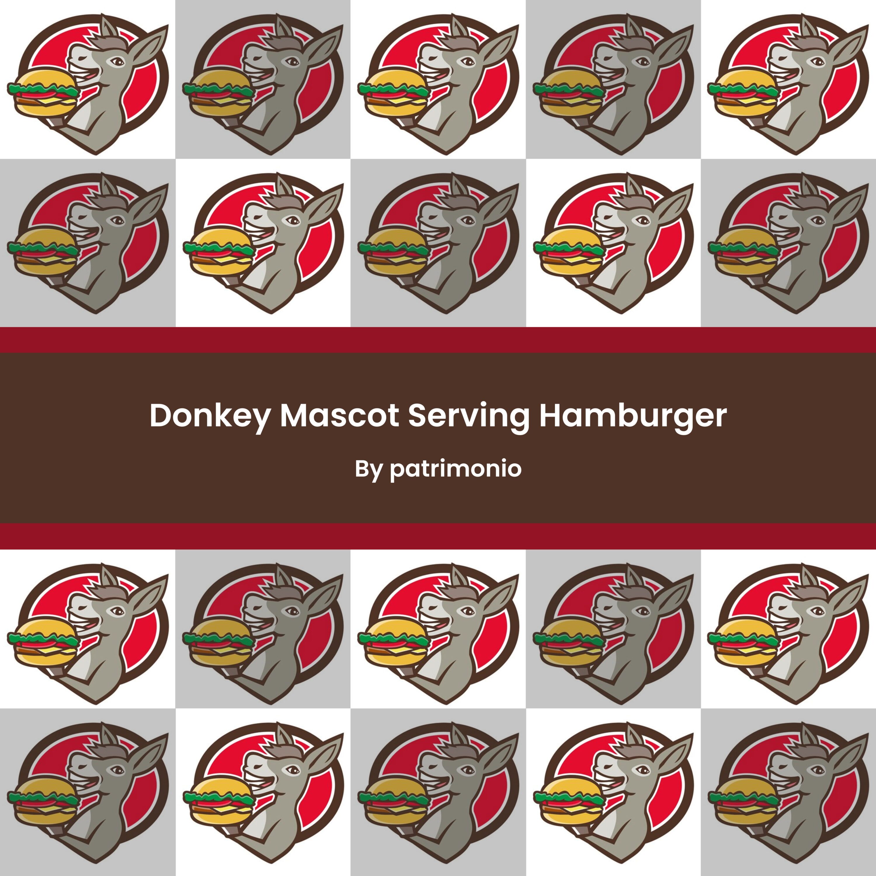 Donkey Mascot Serving Hamburger cover.
