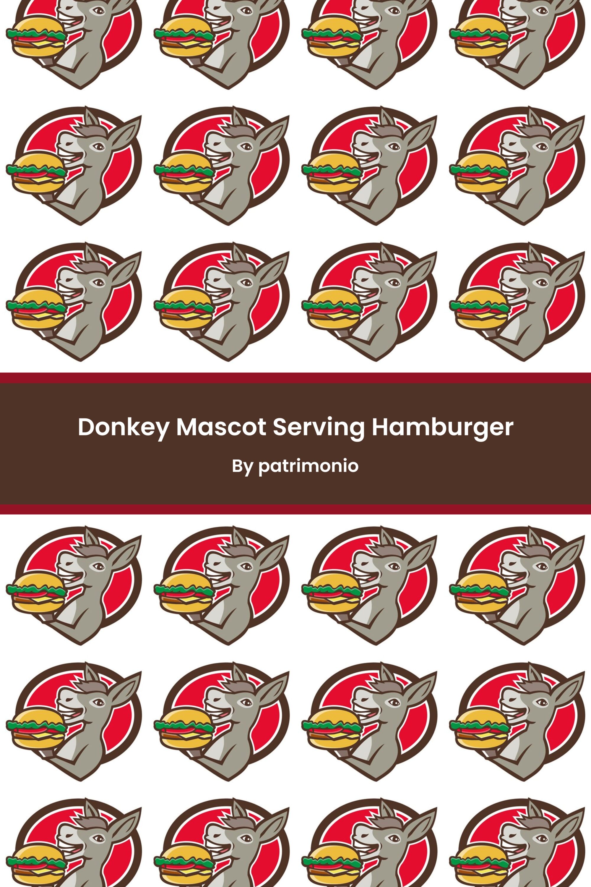 donkey mascot serving hamburger 03 507