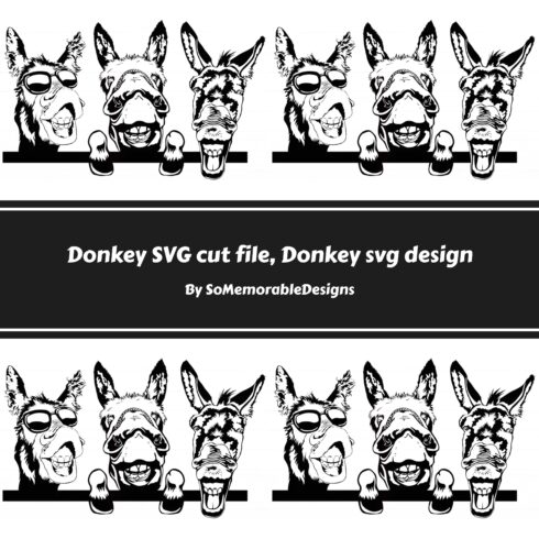 Line of donkeys with their mouths open.