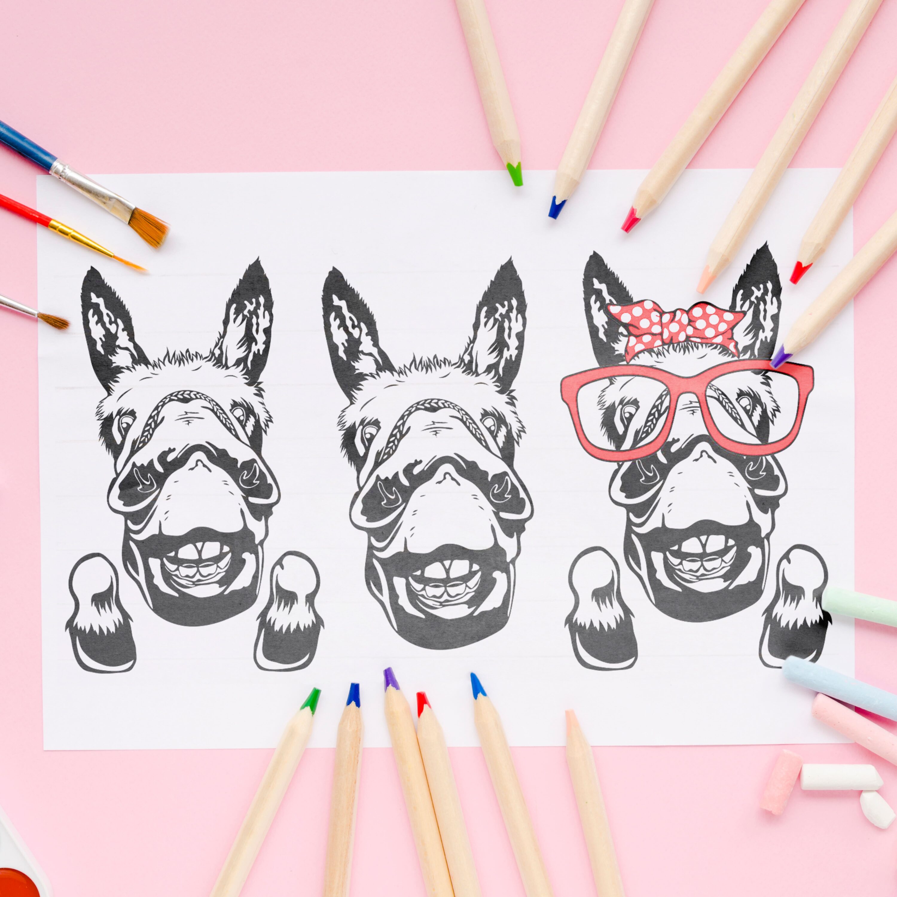 Drawing of two dogs wearing glasses and a bow tie.