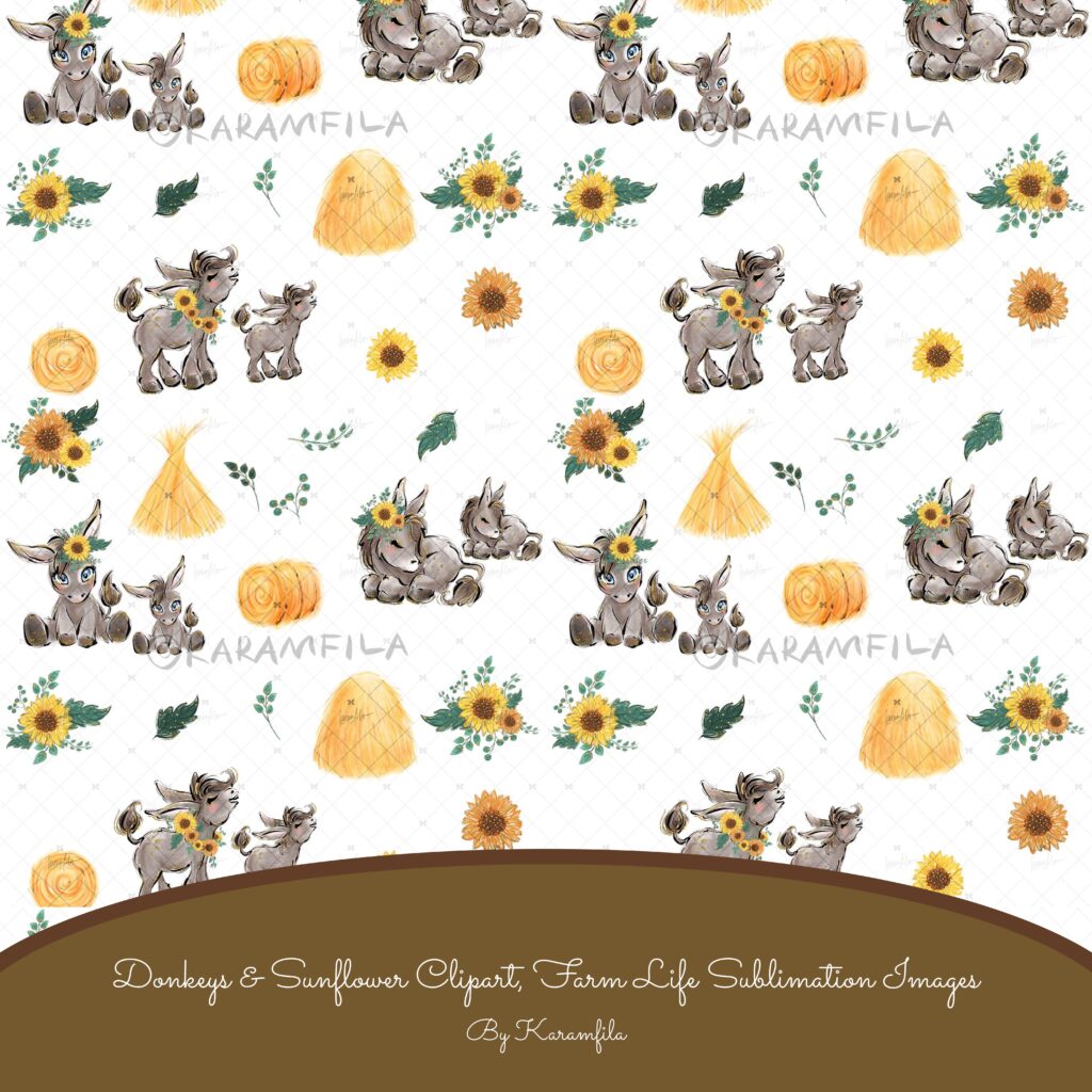 Donkeys & Sunflower Clipart Design MasterBundles