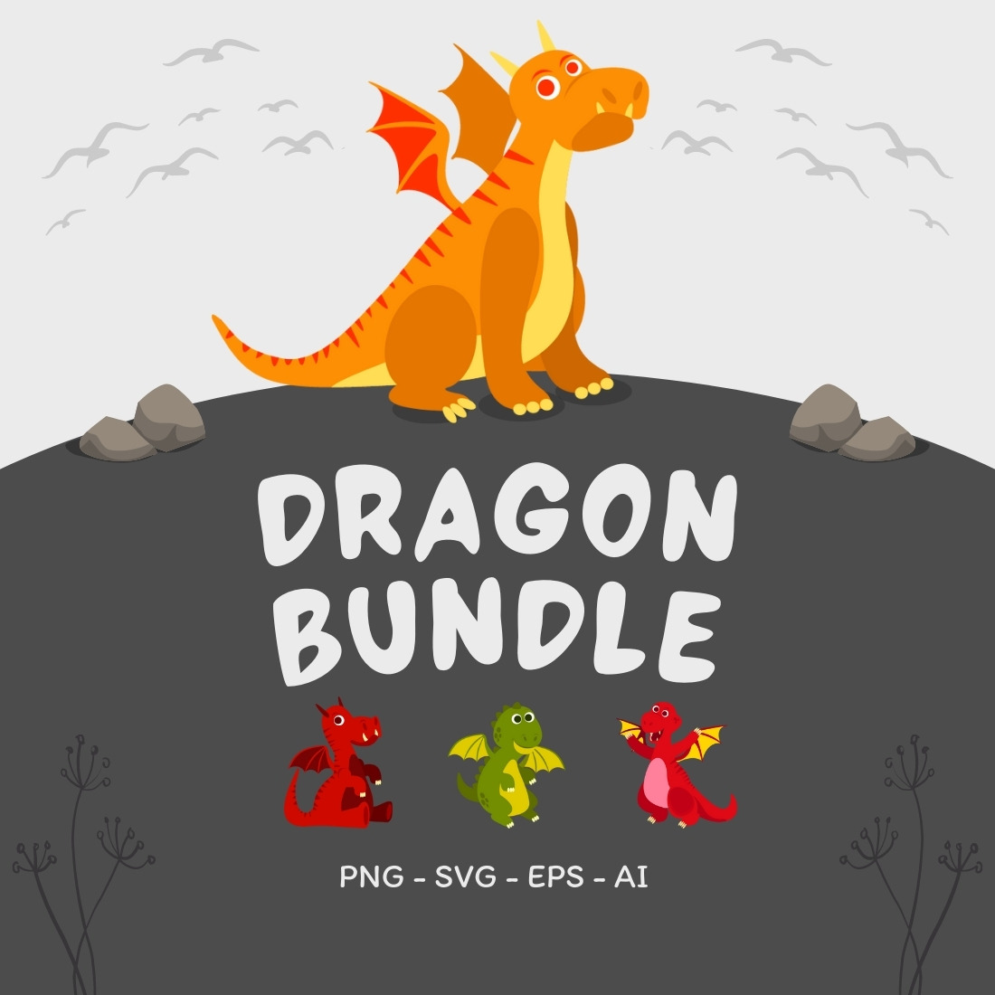 Dragon Clipart Set cover image.