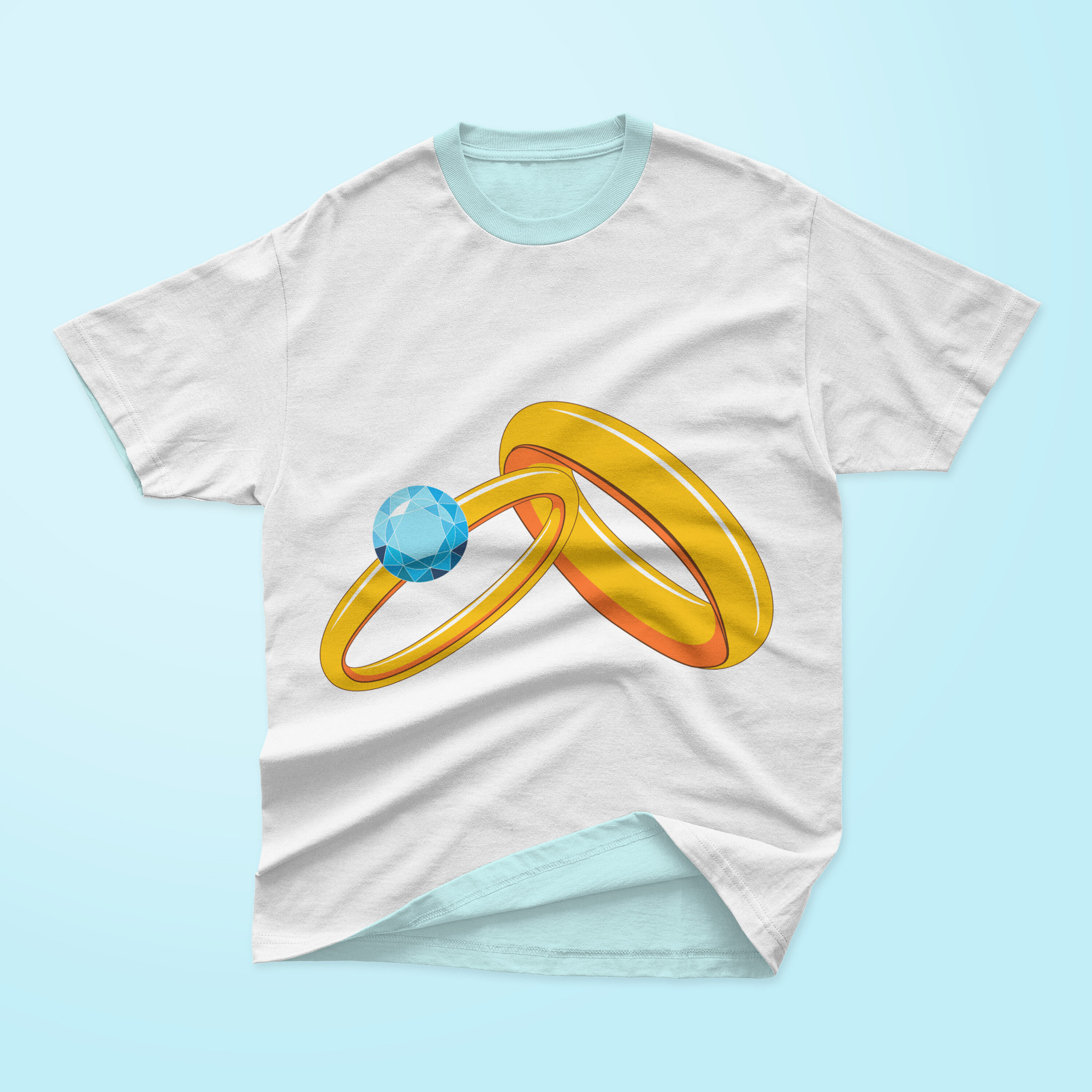 T-shirt image with wonderful wedding rings print.