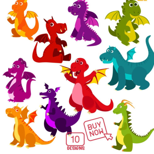 Dragon Clipart Set | MasterBundles