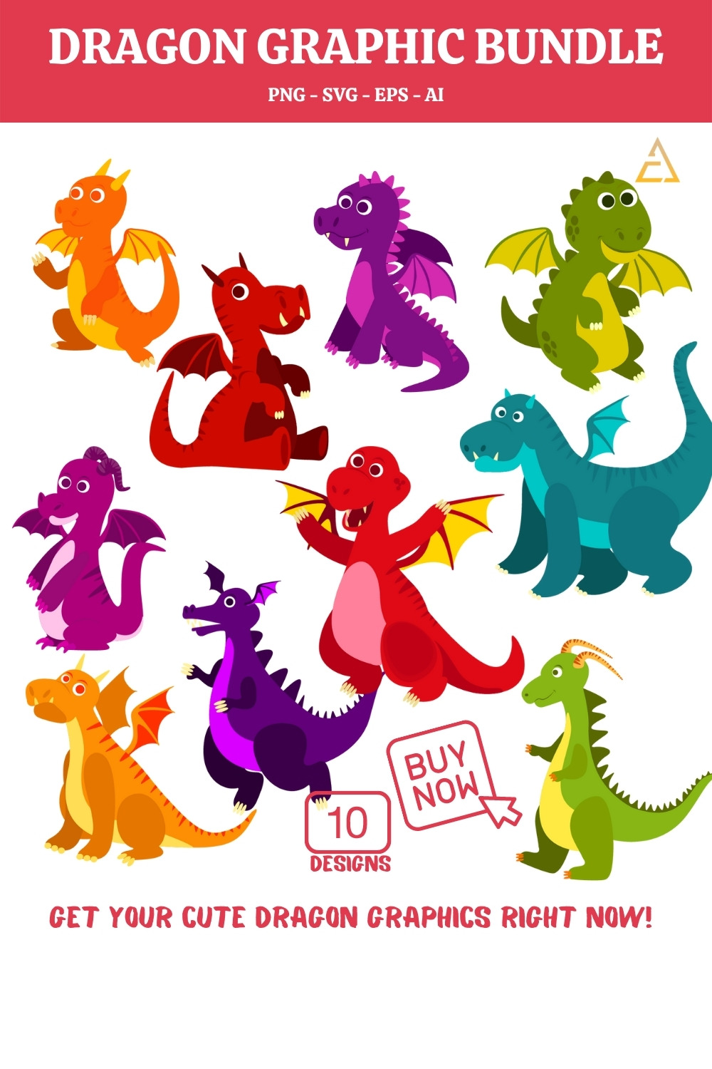 Dragon Clipart Set pinterest image.