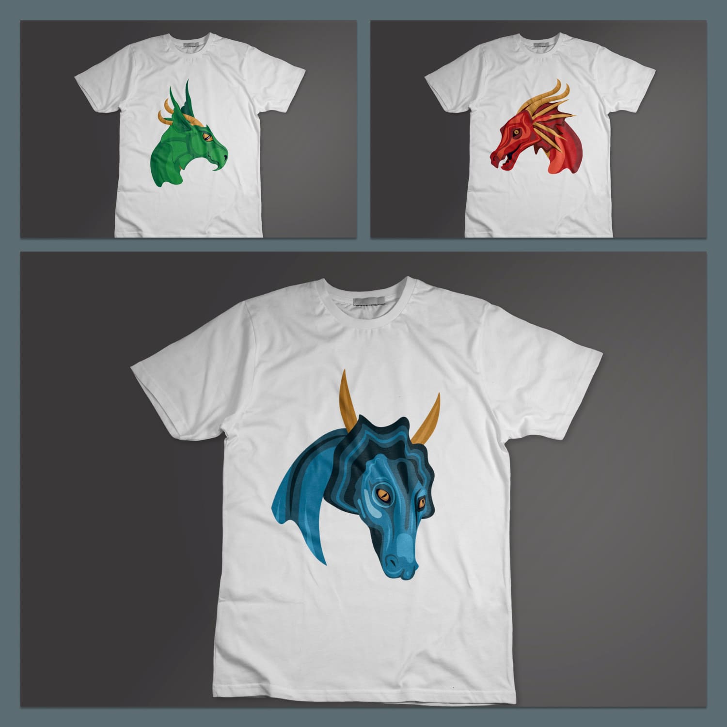 Dragon Head T-shirt Designs Bundle Cover.
