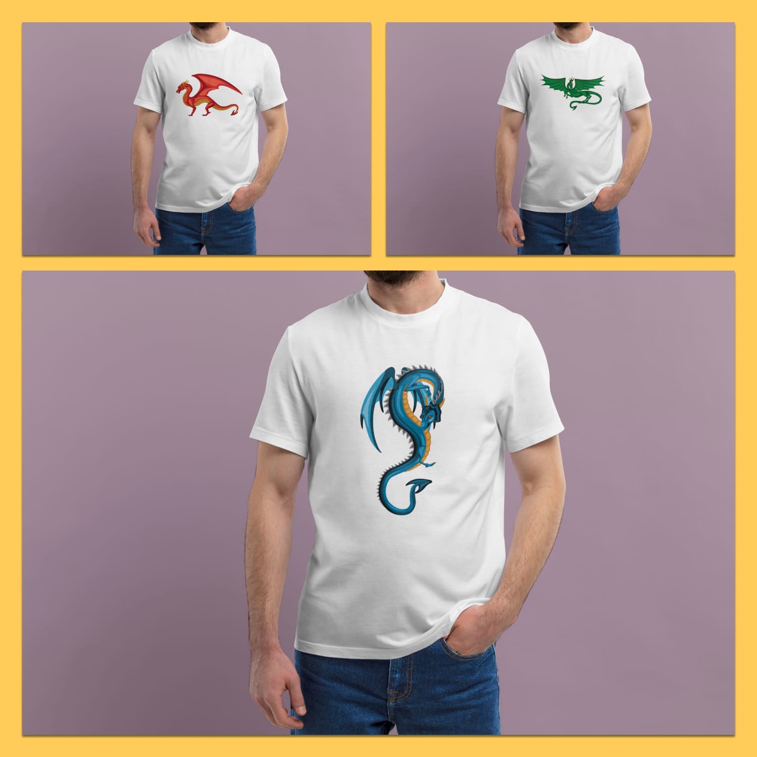 Dragon T-shirt Designs Bundle Cover.