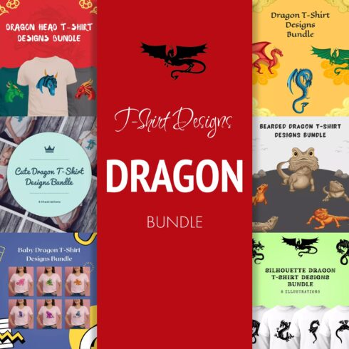 Dragon T-shirt Designs Bundle.