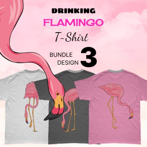 Drinking Flamingo SVG T-shirt Designs Bundle.