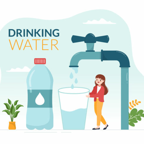 10 People Drinking Water Illustration | MasterBundles