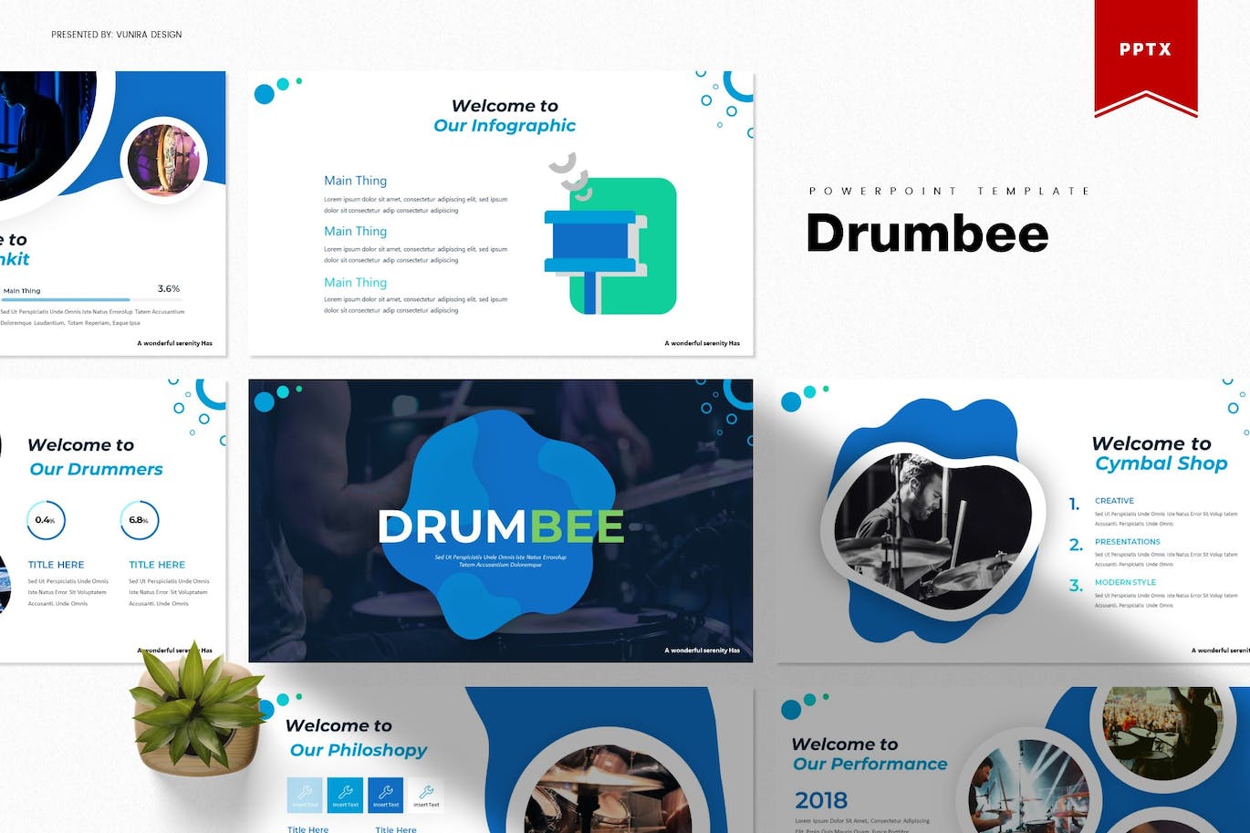 A selection of images of enchanting slide presentation template for musicians.