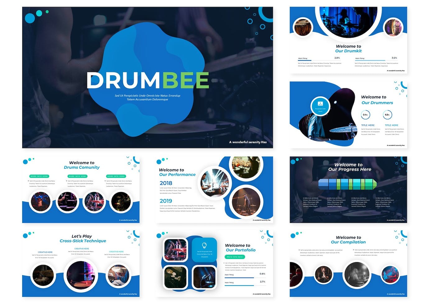 Image collection of amazing presentation template slides for musicians.