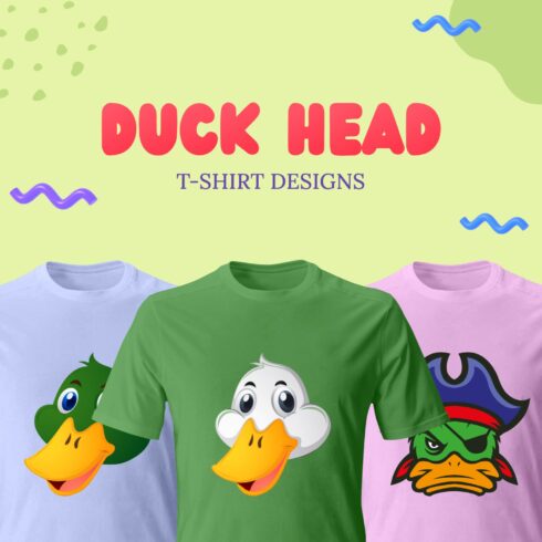 Collection of T-shirt images with beautiful prints of duck heads.