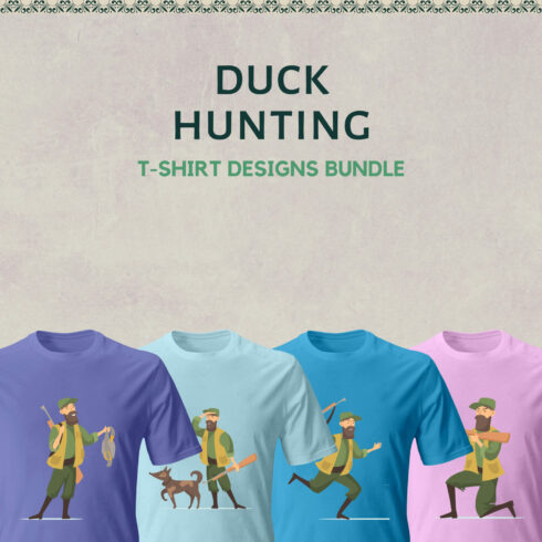 Collection of images of t-shirts with cute duck hunter prints.