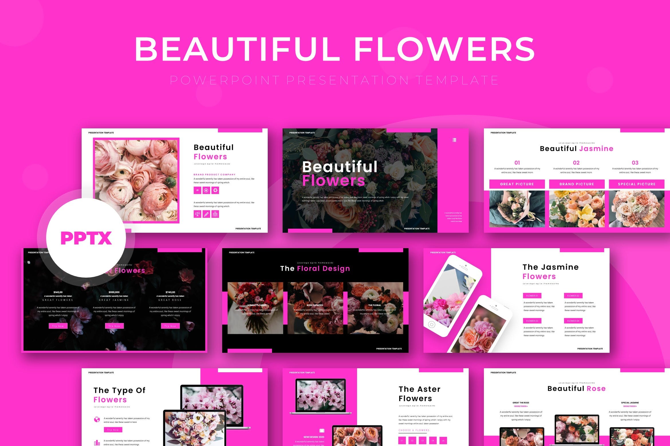 Cover image of Beautiful Flowers Powerpoint Template.