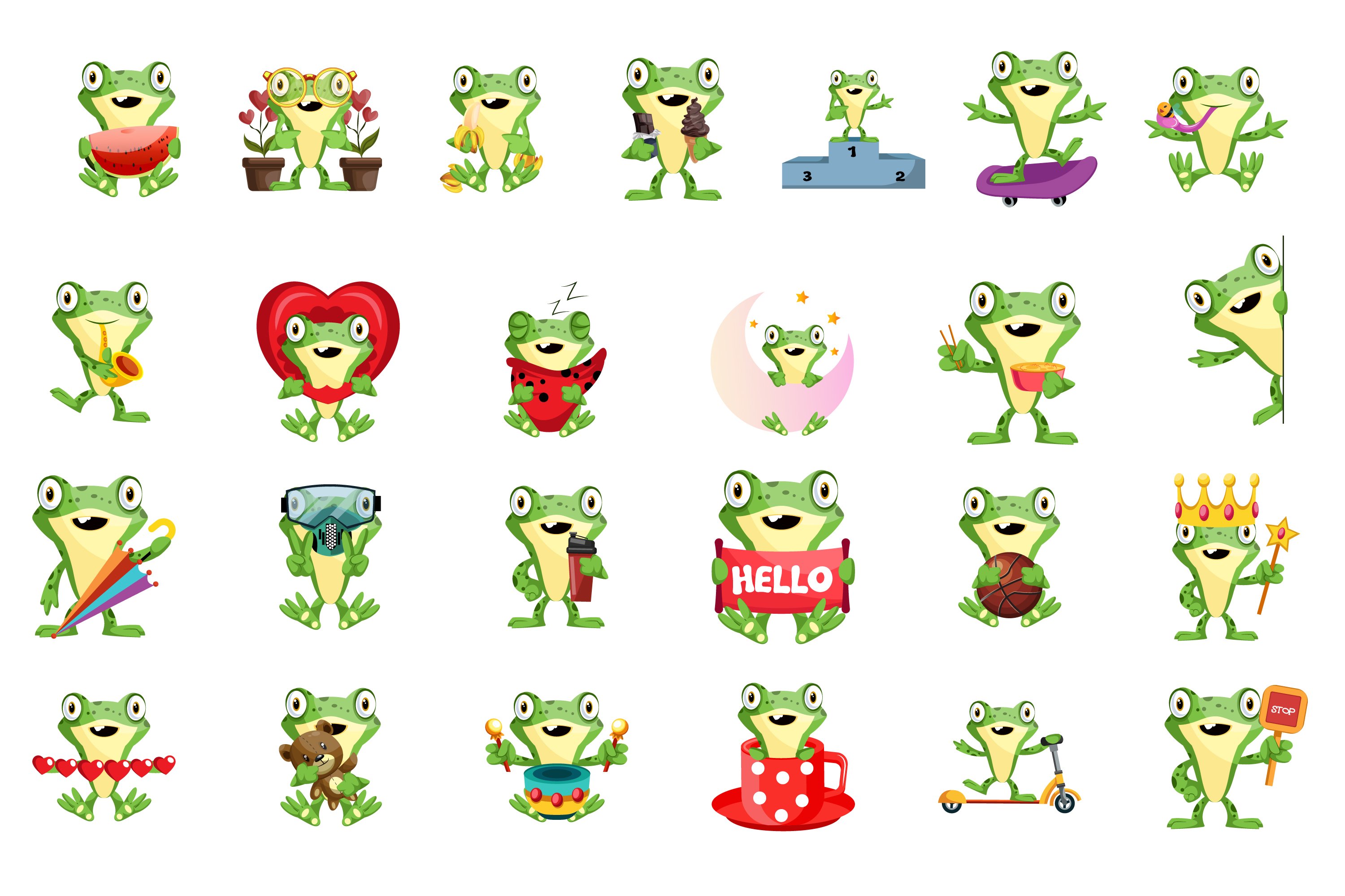 Frog is in love and has a happy mood.