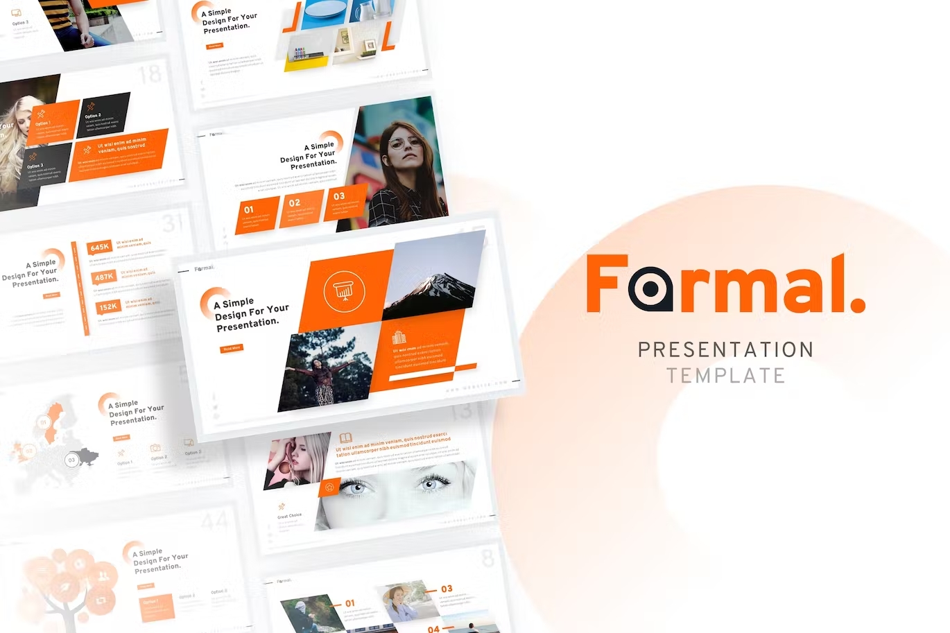 White and orange template for formal presentations.
