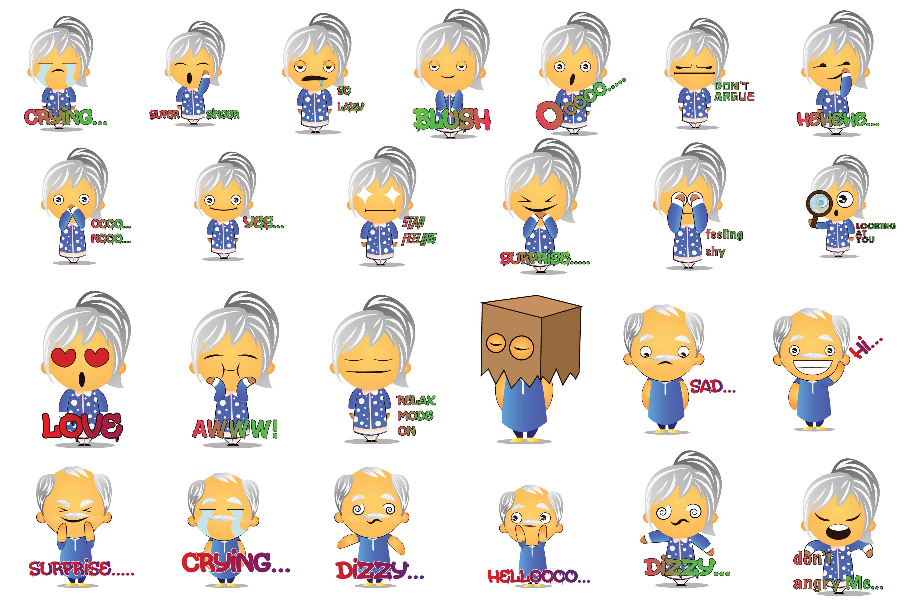High quality emotions illustrations for your grandma.