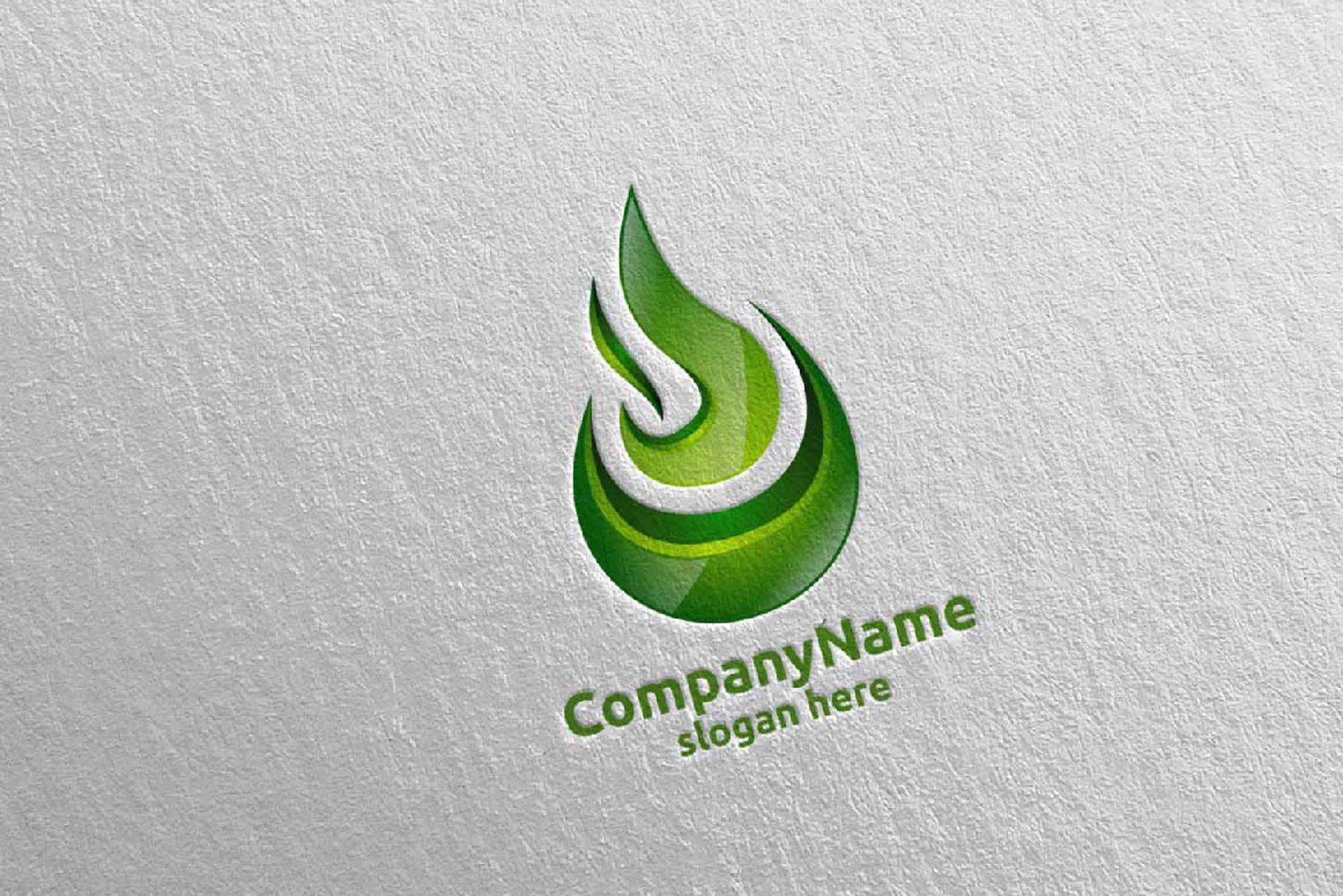 Green modern concept logo with fire shape.