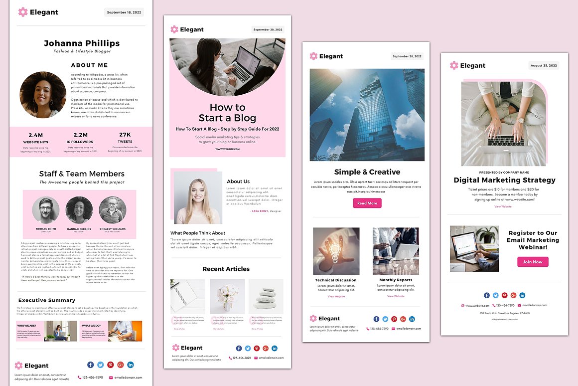 Cover images of cute newsletter templates.