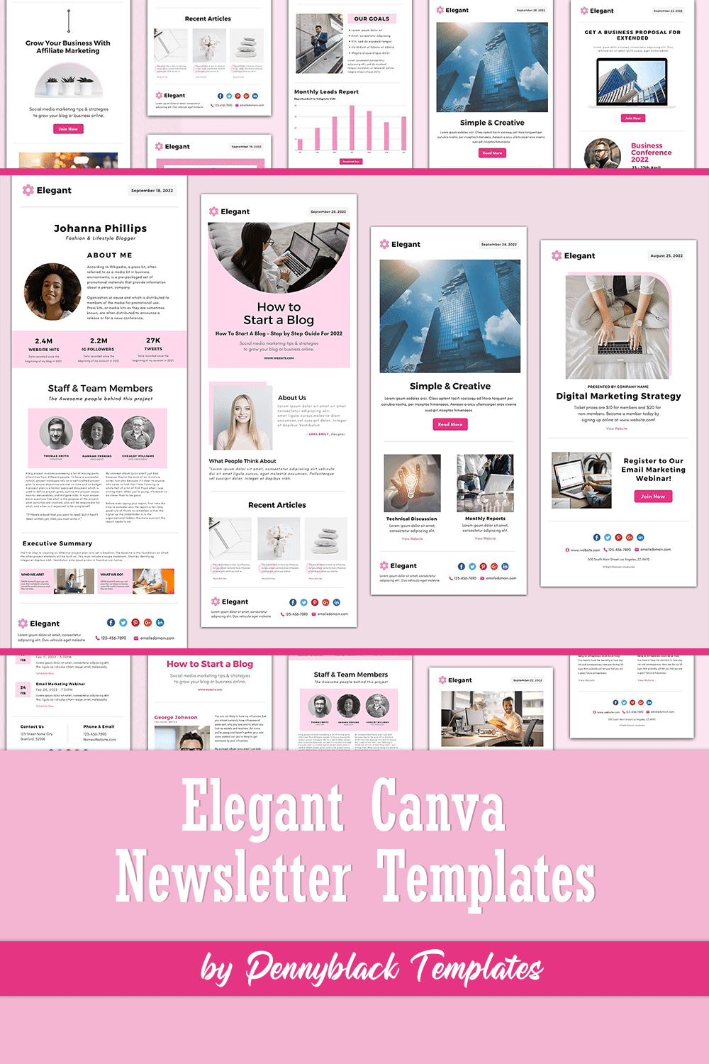 Collection of images of beautiful newsletter templates.