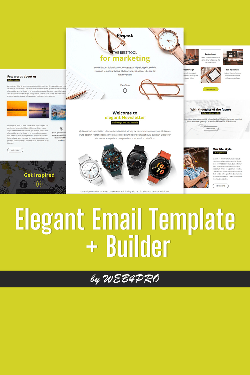 Pack of images of elegant email design template.