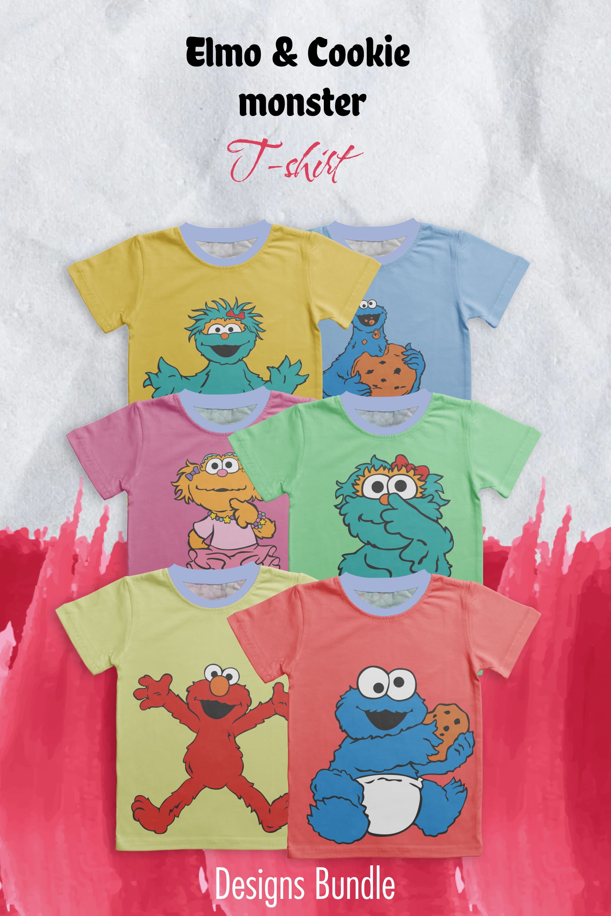 Elmo And Cookie Monster T-shirt Designs Bundle - Pinterest.