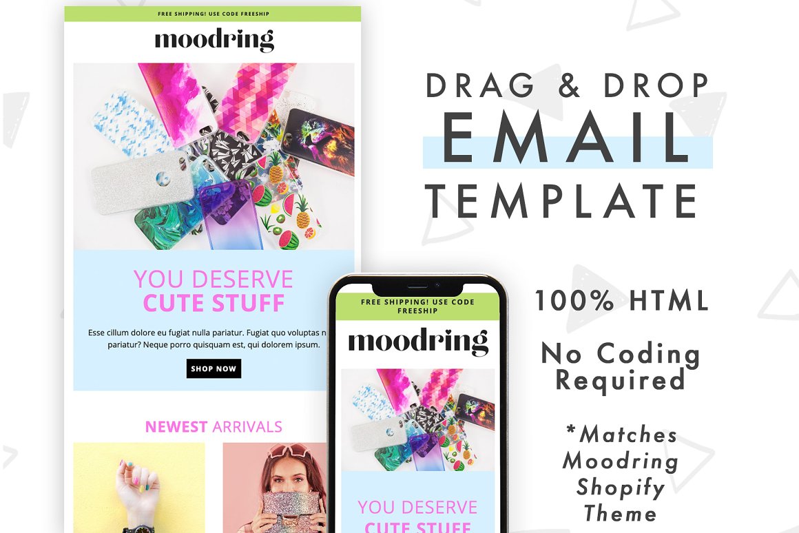 Set of images of colorful email design templates.